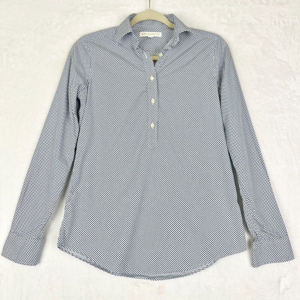 Ann Mashburn Tomboy Popover Shirt Size XS Dot Print Cotton Poplin Classic